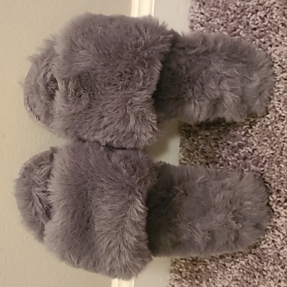 Maison Jules Faux Fur Slipper Gray Small 5-6